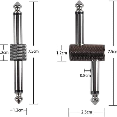 Guitar Pedal Patch Connector, 6.35mm (1/4") Effect Pedal to Pedal Coupler, Male to Male Plug Adaptor for Guitar Pedalboard Instead of Patch Cable, Pack of 4 (2 Straight & 2 Z Type) image 2