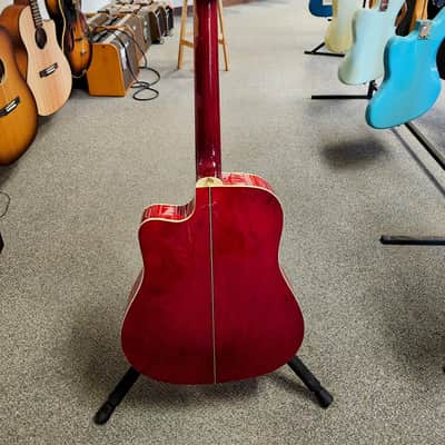 Used Ventura V3RED Acoustic-Electric Guitar - Red w/ Soft Case image 10