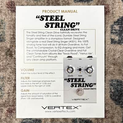 Vertex Steel String Clean Drive Guitar Effect Pedal w/ Box & Paperwork! image 8