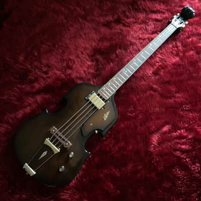 c.late 1960s Aria/Univox Matsumoku EB-1 Style Scroll Bass MIJ Vintage Bass Very Rare Bass “Brown” image 2