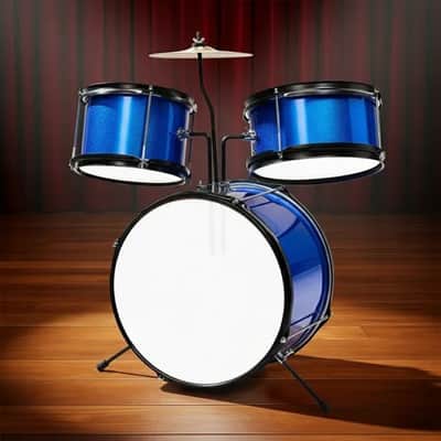3-Piece Complete Junior Kids Drum Set Kit w/ Cymbal, Kick Pedal, Stool & Sticks – Dark Blue image 5