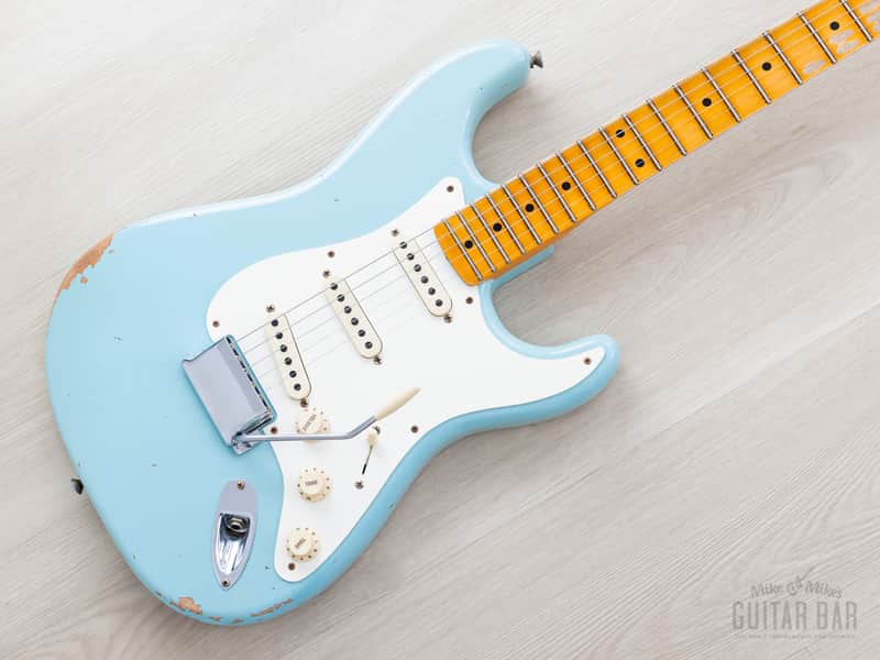2023 Fender Custom Shop Limited Edition 1957 Stratocaster Relic Faded Daphne Blue w/ Case, COA, Tags image 1