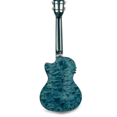 Lanikai Quilted Maple Blue Stain Tenor Acoustic/Electric Concert Ukulele +Case | Authorized Dealer image 4