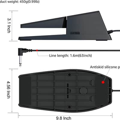 Keyboard Piano Pedal with Polarity Switch for Electronic Keyboards,Digital Pianos, MIDI Keyboards image 2