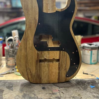 Madlad Instruments Exotic Finished Black Limba PJ-Route Precision Bass PBass Body/Pickguard Combo (made with pride in north Texas) image 1