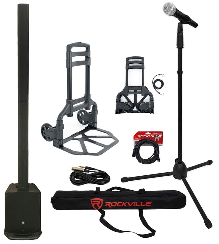 Avante Audio AS8 1000W Powered Line Array DJ PA Speaker w/Sub+Mic+Trolley+Cable image 1