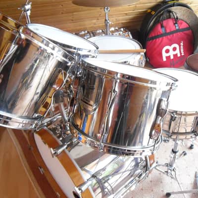 Vintage Yamaha Pre Recording 9000 Variation drum set - Original 1977 Chrome over Real Wood image 4