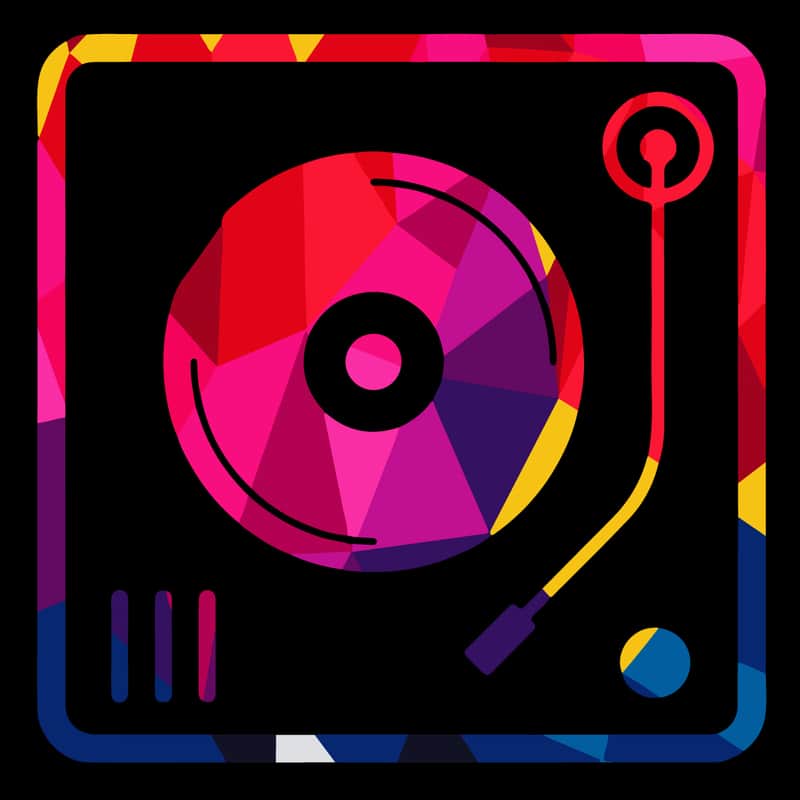 Abstract Turntable Custom Printed T-Shirt Black - Large image 1