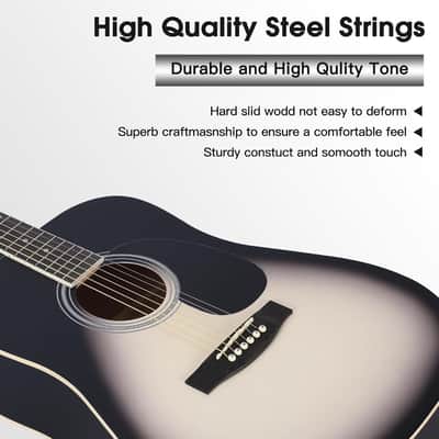 Dreadnought Acoustic Guitar Kit with Free Lesson for Beginner Adult Teen Full Size Acustica Guitarra Starter Bundle Set with Bag Strap Tuner Capo Pickguard Music Stand, Right Hand(Grey, 41 Inch) image 5