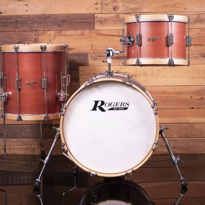 TOWER “TOWERWOOD” 3-PIECE DRUM KIT SATIN RED MAHOGANY WITH NATURAL WOOD HOOPS image 2