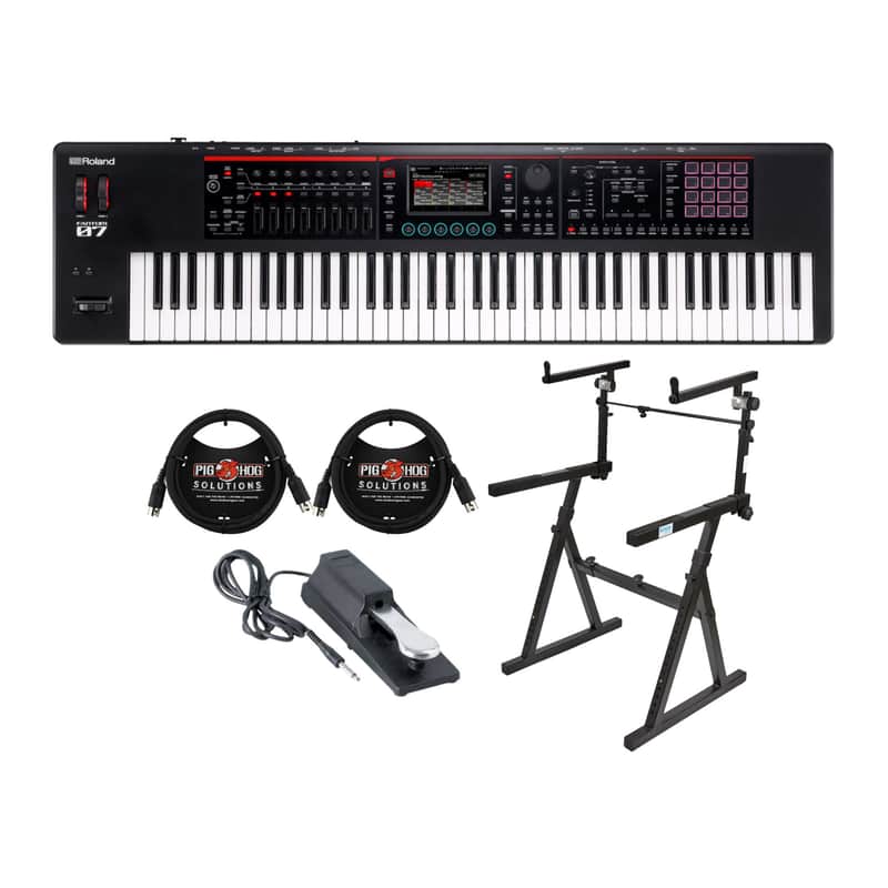 Roland FANTOM-07 76-Key Workstation Synthesizer Keyboard w/Keyboard Stand Bundle image 1