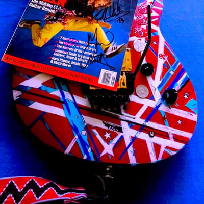 EVH Wolfgang Standard 2018 - Blue Color & Hand Painted EVH Red & White & Blue image 4