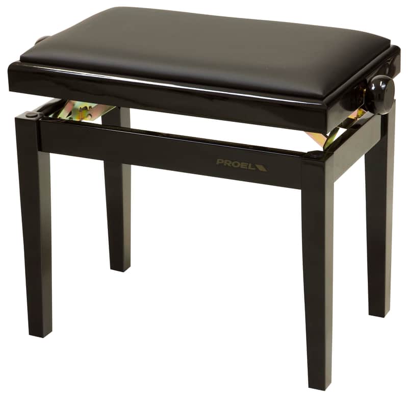 PROEL - PB90SBBBK - Panca professionale regolabile in legno per piano ed organo. Telaio Nero lucido. Cuscino imbottito con rivestimento in similpelle nera. image 1