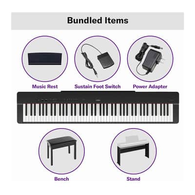 Yamaha P-225B 88-Key Deluxe Digital Piano with Stand and Bench Bundle image 2