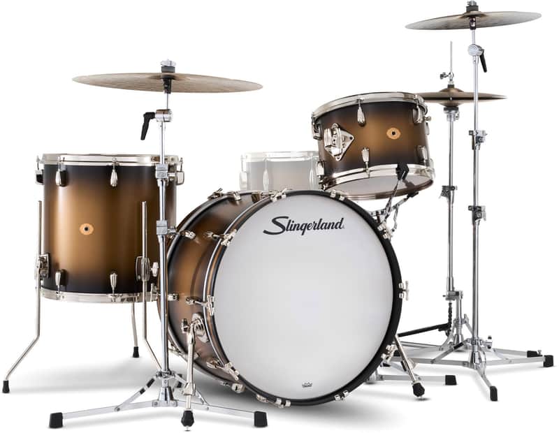 Slingerland Radio King 3-piece Shell Pack - Black and Gold Lacquer image 1