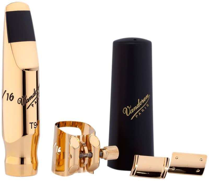 Vandoren SM825GSKO V16 Metal Small Chamber Tenor Saxophone Mouthpiece with Optimum Ligature/Cap Kit - T9 image 1
