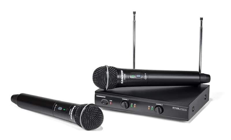 Samson Stage 200 Dual Channel Vocal Wireless System (2) Q6 Dynamic Mics (VH200-Q6 x 2/SR200) - Group D image 1