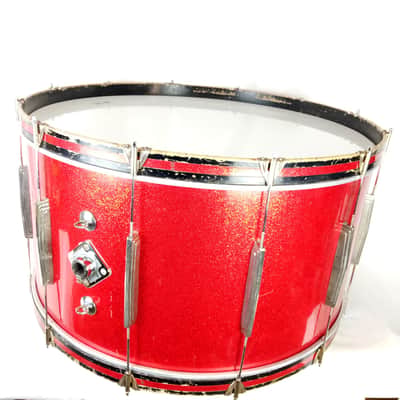 Ludwig 16x32"Deluxe Concert Bass Drum Vintage60s 3P African Mahogany Red Sparkle image 12