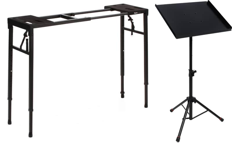 Gator Frameworks GFW-UTILITY-TBL Heavy-duty Keyboard Table Bundle with Gator Frameworks GFW-UTL-MEDIATRAY1 Compact Adjustable Media Tray Stand image 1