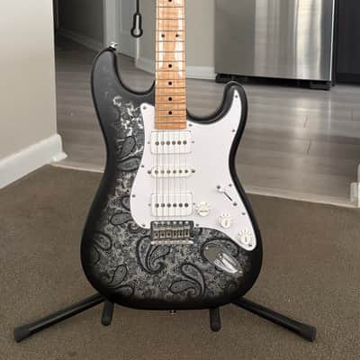 Partscaster Stratocaster 2022 - Paisley Style Matte Black on Silver image 1