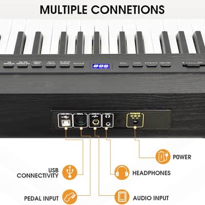 Digital Piano 88 Key Semi Weighted Keyboard, Piano Keyboard 88 Key for Beginners with Lighted Up Keys, Portable Electric Piano with Adjustable Stand,Carrying Case,Sustain Pedal,Headphone (Black) image 3