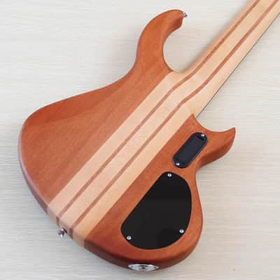 Custom Left Handed 6 String Electric Bass, Zebra Wood Top Body, Maple Neck Through, 24 Frets Fingerboard image 2