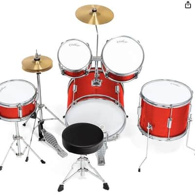 🎸5 Piece Junior Size Acoustic Drum Kit with Snare, Cymbal, and Throne🎸 image 3