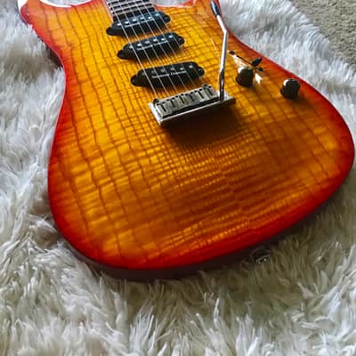2004 Fender Showmaster FAT SSS Flame Ash Top Electric Guitar | Reverb