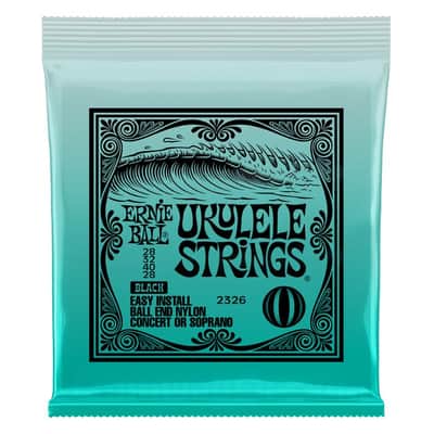 Ukulele Strings Black Nylon Full Set w/ Ball End for Concert & Soprano Ukes, Factory Fresh Pack, Easy Install image 1