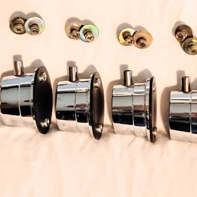 PACIFIC LOT OF 4 BASS DRUM LUGS w/ SCREWS- CHROME- FREE SHIP TO C-USA! image 3