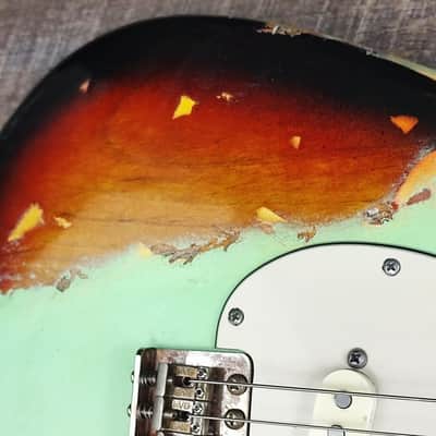 MyDream Partcaster Custom Built - Surf Green-over-Sunburst SRV image 5