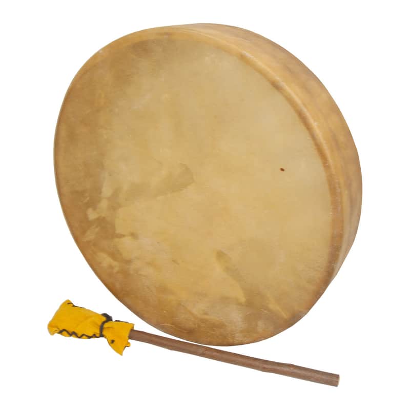 Dobani FD14AH ''Pre-Tuned Calfskin Head Wood Frame Drum with Antler Handle and Beater image 1