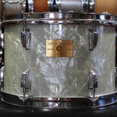 00s Lawton Drum Company 8x12 Tom and 16x16 Floor Tom in White Marine Pearl image 2