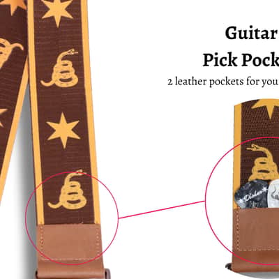 Disher Rattlesnake Don't Tread on Me Guitar Strap (Seatbelt-Nylon/Cowhide Leather) Gadsden Flag Guitar Strap (3 Colors) image 5