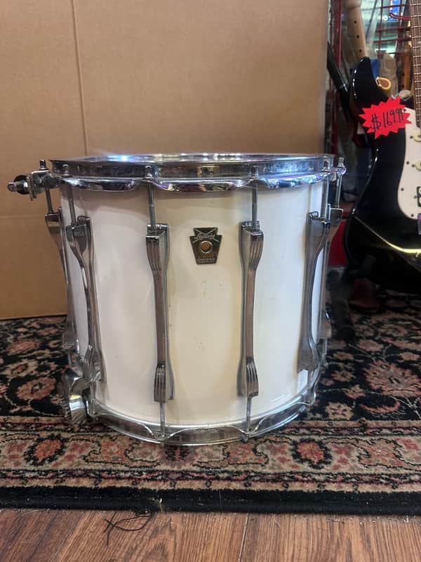 Vintage Ludwig 14x12 Marching Snare Drum White Monroe USA #3180885 w/ Strap image 1
