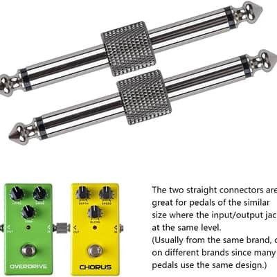 Guitar Pedal Patch Connector, 6.35mm (1/4") Effect Pedal to Pedal Coupler, Male to Male Plug Adaptor for Guitar Pedalboard Instead of Patch Cable, Pack of 4 (2 Straight & 2 Z Type) image 3