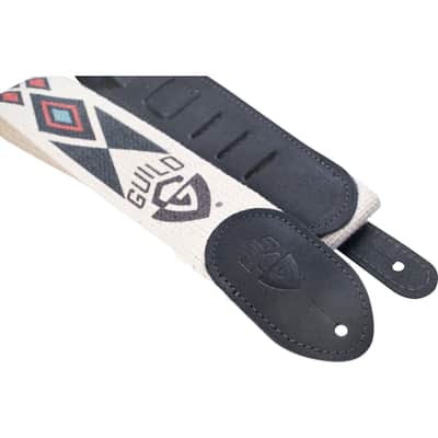 Guild Cotton & Leather Southwest G-Shield Guitar Strap (Multi-Colour Diamonds) image 2