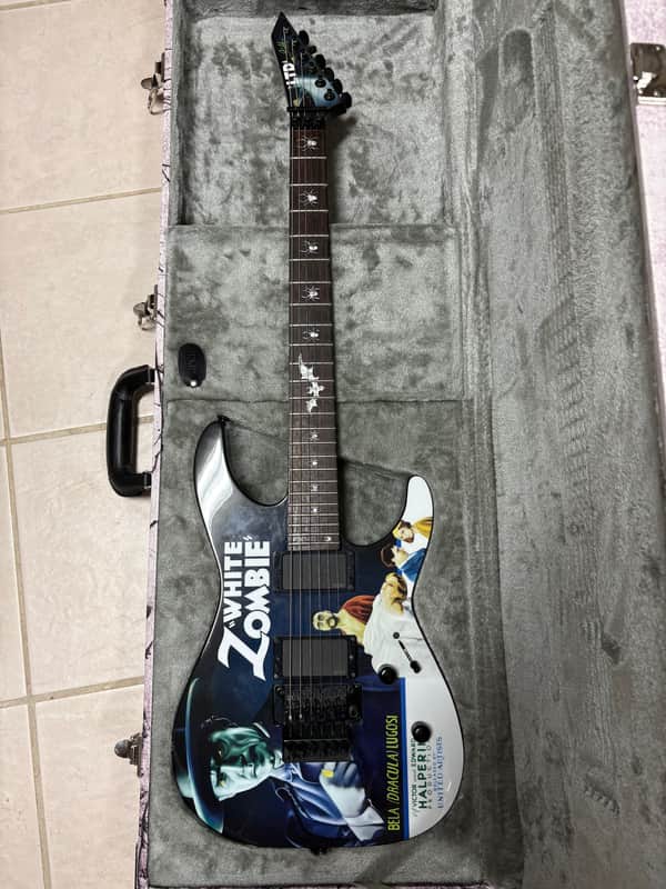 Used ESP LTD Kirk Hammett Signature White Zombie 2014 - Present - Black with Graphic image 1
