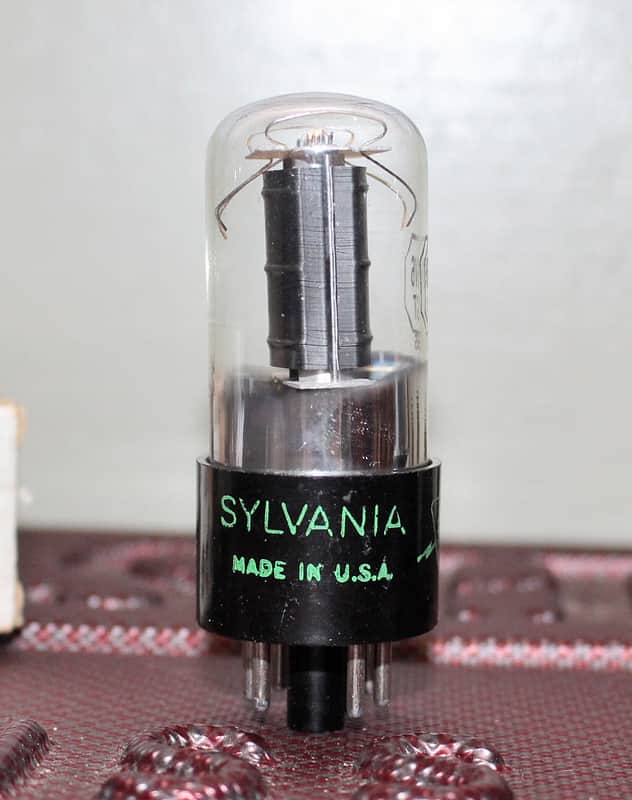 SYLVANIA 6V6GT VT-107 BLACK PLATE PAN GETTER TEST NOS MINTY VINTAGE 1946 image 1