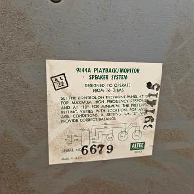 Altec 9844A Professional Studio Monitors Speakers Pair 9844 8b image 5