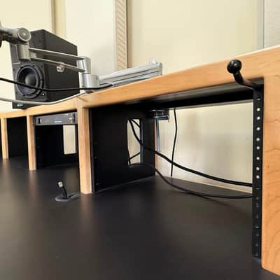 KK Audio Custom Producer Desk with Dual Bay Rack Unit 2006 (tons of rack space!!)- Black and Light Oak image 7