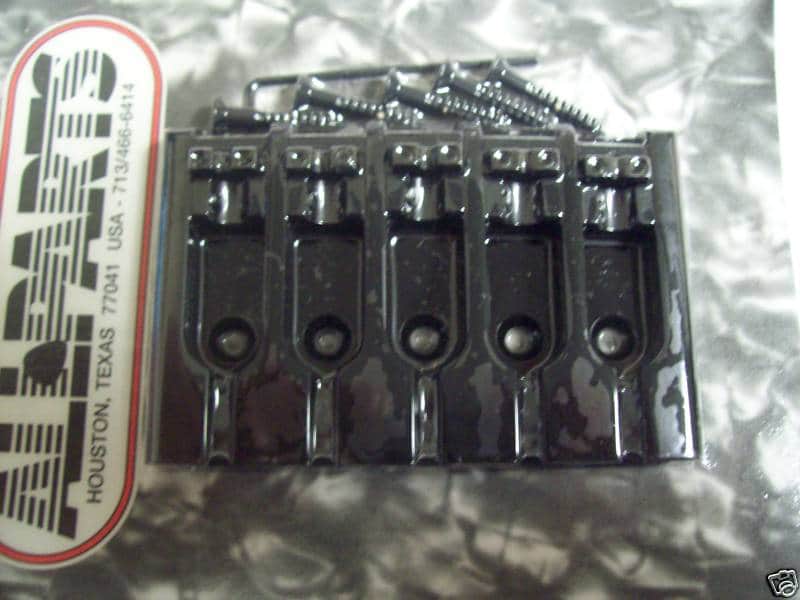 5-String Bass Bridge, Lock-Down Saddles - BLACK image 1