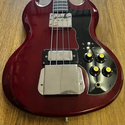GLOBAL 495B BASS GUITAR SG EB3 SHORT SCALE LAWSUIT COPY CHERRY 1970'S JAPAN (USED) image 3
