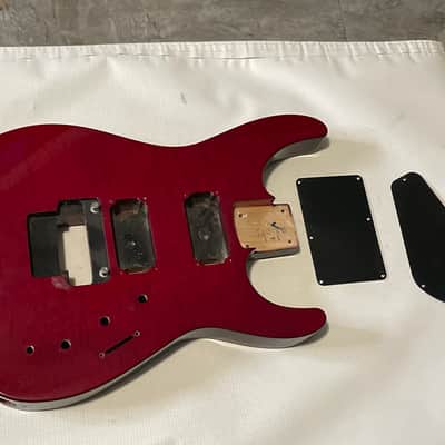 2000's Japan Jackson DX10DFS Transparent Red Flame Guitar Body Floyd Ready image 1