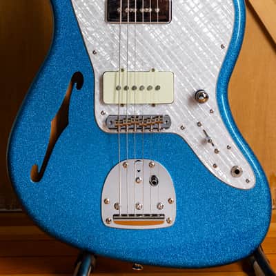 Fender USA neck on a custom Thinline Jazzmaster body Blue Sparkle offset - Bare Knuckle and The Creamery pickups image 1