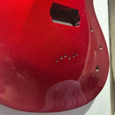 Metallic Red HH Red Basswood Guitar Body DIY Project, String Through image 4