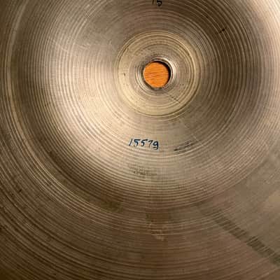A. Zildjian 15” Hi-hat bottom single 1957-‘59 - Patina bronze 1557g! image 4