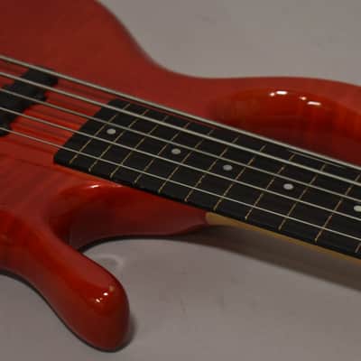 1990 Pedulla MVP-5 Bass Fretless Conversion 5-String Red w/HSC image 9
