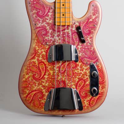 Fender  Telecaster Bass Pink Paisley Solid Body Electric Bass Guitar (1968), ser. #251376, original black tolex hard shell case. image 3