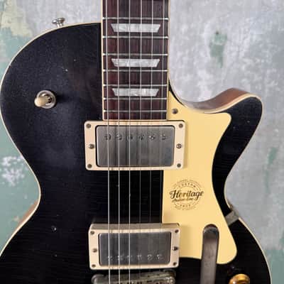 Heritage H-150 Custom Shop Electric Guitar with Bigsby Tailpiece and Case - Space Black (Artisan Aged) image 4